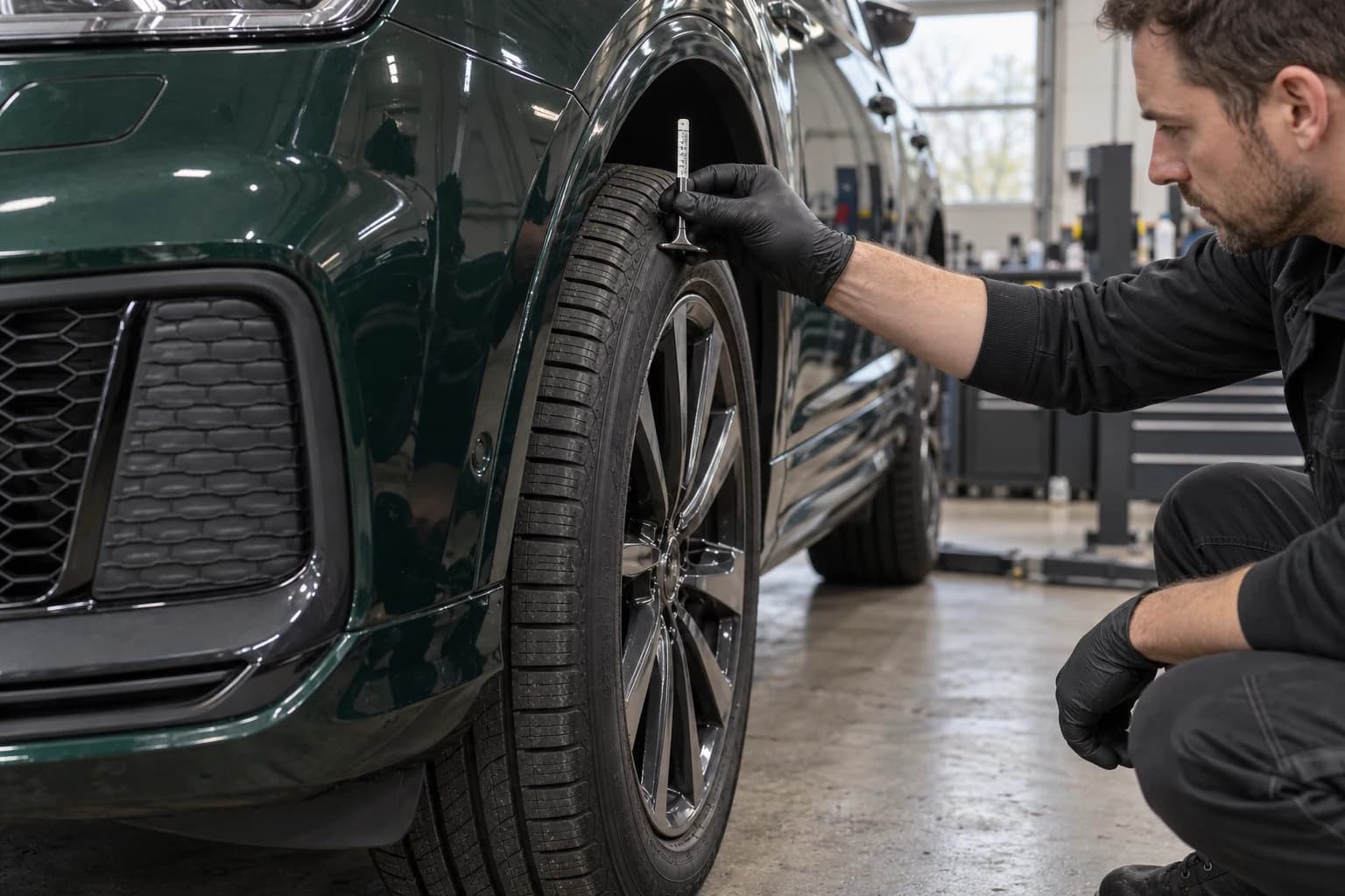 Measuring tyre tread depth