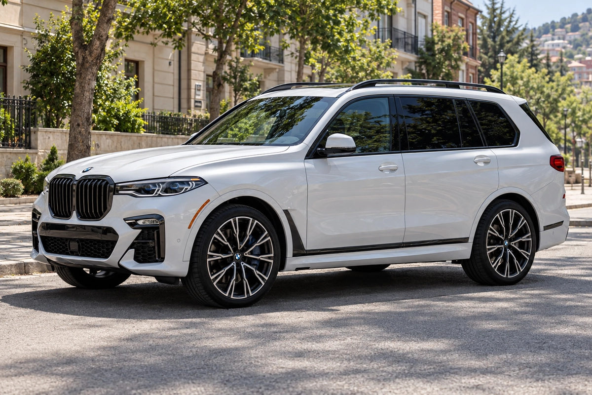 BMW X7 on a city street